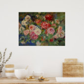 Renoirs Rose in einem Vase Stillleben Poster (Küche)