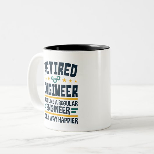 Rent Engineering Rentirement Happier Zweifarbige Tasse (Vorderseite Links)