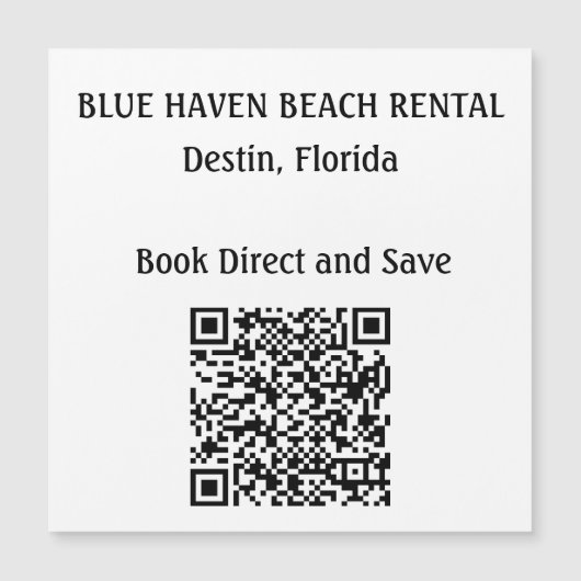 rental Home STR QR Code Vacation  Magnetkarte (Vorderseite)