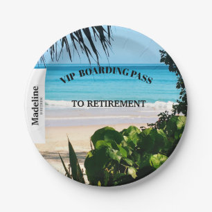 Rente Beach Scene Boarding Pass Zielort Pappteller