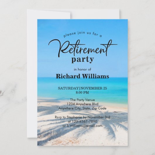 Rente Beach Scene Bye Bye by Tension Party Einladung (Rückseite)