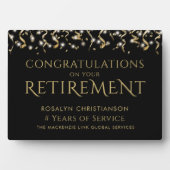 Rente Black Gold Confetti Jahre Service Fotoplatte (Vorderseite)