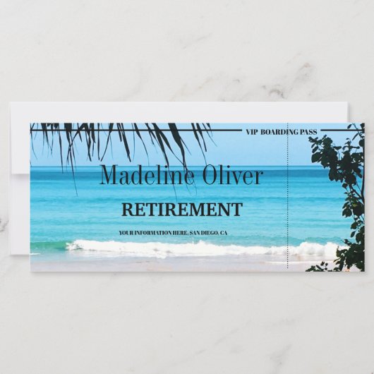 Rente Boarding Pass Destination Beach Scene (Rückseite)