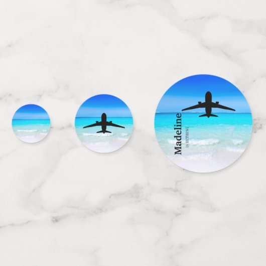 Rente Boarding Pass Destination Beach Scene Konfetti (Rückseiten)