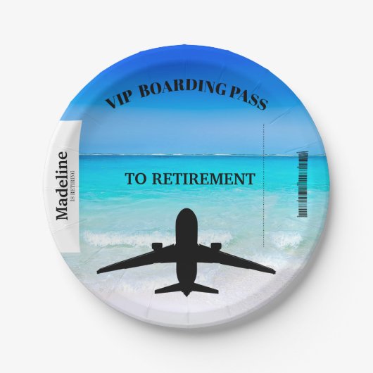 Rente Boarding Pass Destination Beach Scene Pappteller (Vorderseite)