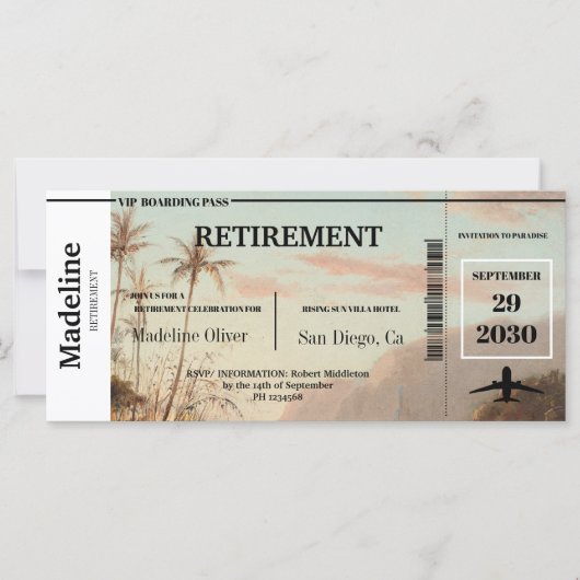 Rente Boarding Pass Tropeninsel (Vorderseite)