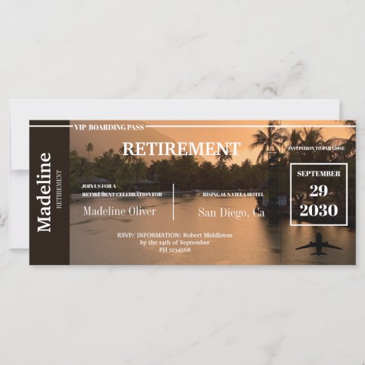 Rente Boarding Pass Tropical Sunset (Vorderseite)