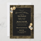 Rente Celebration Black Brown Gold Foto Einladung (Rückseite)