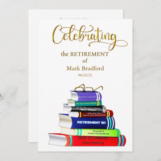 Rente Celebration Einladung Bücher (Vorne/Hinten)