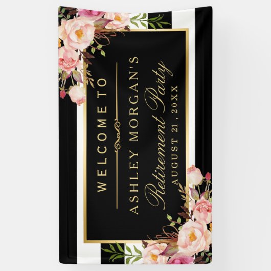 Rente Celebration Party Vintager Blumenstreifen Banner (Vertikal)