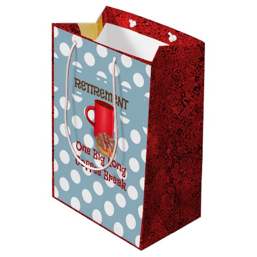 Rente - Eine große lange Kaffeepause Mittlere Geschenktüte (Rückseite Schrägansicht)
