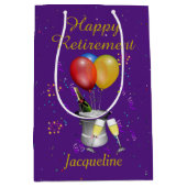 Rente - Feier zum Thema Sparkling Lila Mittlere Geschenktüte (Vorderseite)