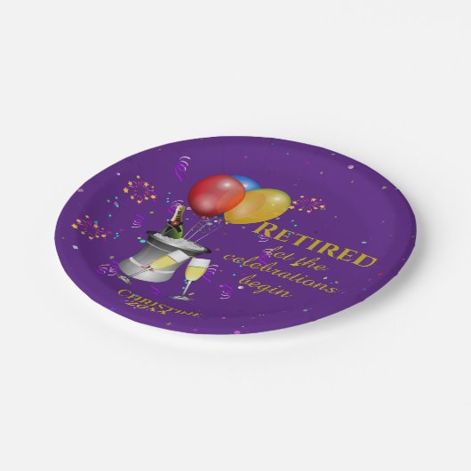 Rente - Feier zum Thema Sparkling Lila Pappteller (Schrägansicht)