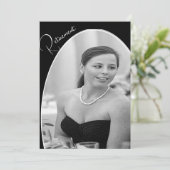 Rente Foto Schwarz und Weiß Elegant Chic Einladung (Stehend Vorderseite)