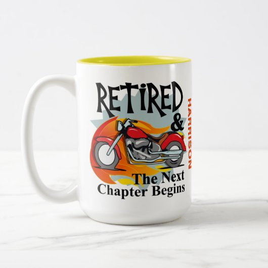 Rente Funny Biker Sprichwort Zweifarbige Tasse (Links)