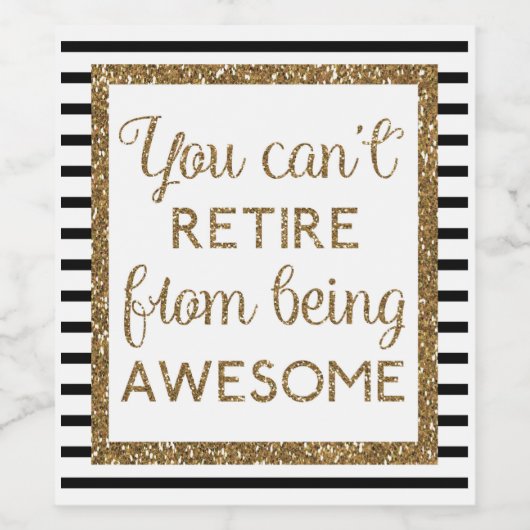 Rente für gestreifte schwarze Glitzer Weinetikett (Einzelnes Label)