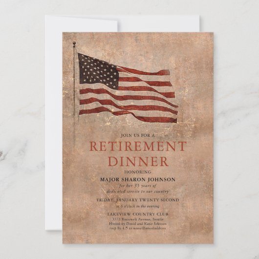 Rente für Vintage Militärflaggen Einladung (Vorderseite)