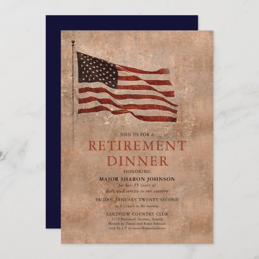 Rente für Vintage Militärflaggen Einladung (Vorne/Hinten)