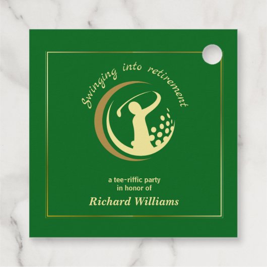 Rente Golf Party Classic Green Golden Player Geschenkanhänger (Rückseite)