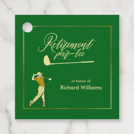 Rente Golf Party Classic Green Golden Player Geschenkanhänger (Vorderseite)