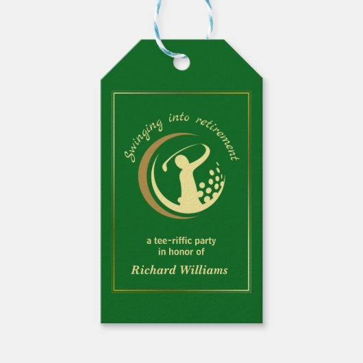 Rente Golf Party Classic Green Golden Player Geschenkanhänger (Vorderseite)