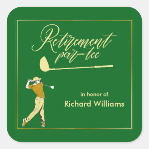 Rente Golf Party Classic Green Golden Player Quadratischer Aufkleber