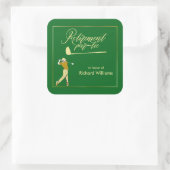 Rente Golf Party Classic Green Golden Player Quadratischer Aufkleber (Tasche)