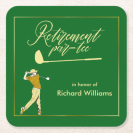 Rente Golf Party Classic Green Golden Player Rechteckiger Pappuntersetzer