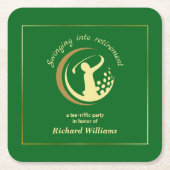 Rente Golf Party Classic Green Golden Player Rechteckiger Pappuntersetzer (Vorderseite)