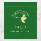 Rente Golf Party Classic Green Golden Player Weinetikett (Einzelnes Label)