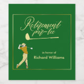 Rente Golf Party Classic Green Golden Player Weinetikett (Einzelnes Label)