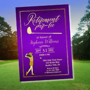 Rente Golf Party Klassisches Lila Goldenes Weibche Einladung