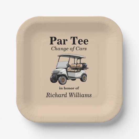 Rente Grau Golf Cart Par T-Shirt Themed Pappteller (Vorderseite)