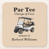 Rente Grau Golf Cart Par T-Shirt Themed Rechteckiger Pappuntersetzer (Vorderseite)
