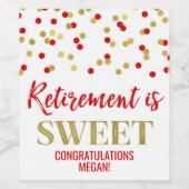 Rente ist süß Red Gold Confetti Weinetikett (Einzelnes Label)