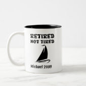 Rente nicht müde Segeln Zweifarbige Tasse (Links)