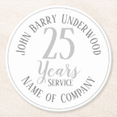 Rente oder Party für den langfristigen Dienst Runder Pappuntersetzer (Vorderseite)