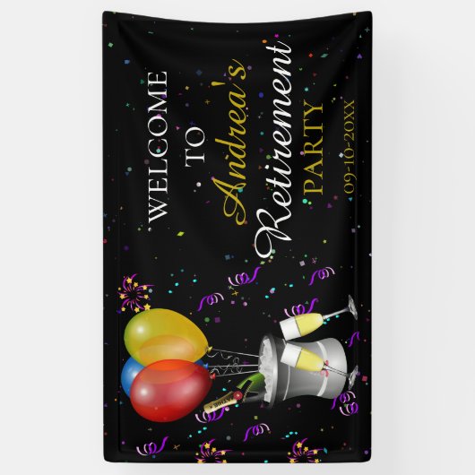 Rente Party Celebration Black Welcome Banner (Vertikal)