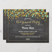 Rente Party Chalk Mint Gold Dotty Einladung (Vorne/Hinten)