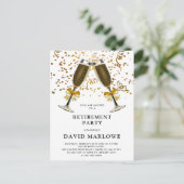 Rente Party Champagne Gold Glitzer Confetti Postkarte (Stehend Vorderseite)