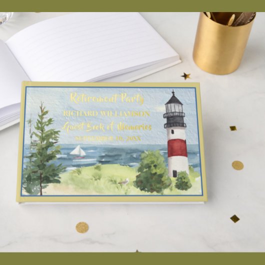 Rente Party Coastal Lighthouse Gold Foil Gästebuch
