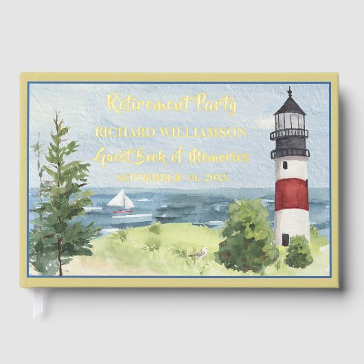 Rente Party Coastal Lighthouse Gold Foil Gästebuch (Vorderseite)