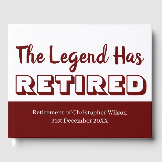 Rente Party dunkel rot die Legende ermüdet Gästebuch (Vorderseite)