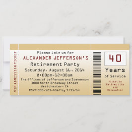 Rente Party Einladung Goldtone Ticket