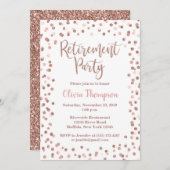 Rente Party Einladung Rose Gold Confetti (Vorne/Hinten)