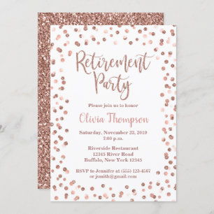 Rente Party Einladung Rose Gold Confetti
