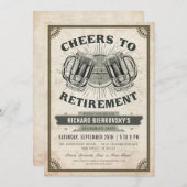 Rente Party Einladung Vintag Cheer & Bier (Vorne/Hinten)