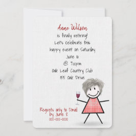 Rente Party Girl mit Wein Einladung