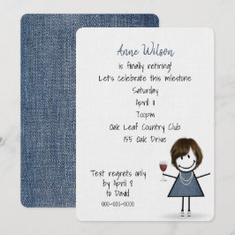 Rente Party Girl mit Weinglas Einladung