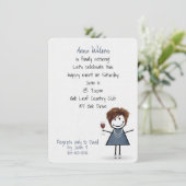 Rente Party Girl mit Weinglas Einladung (Stehend Vorderseite)